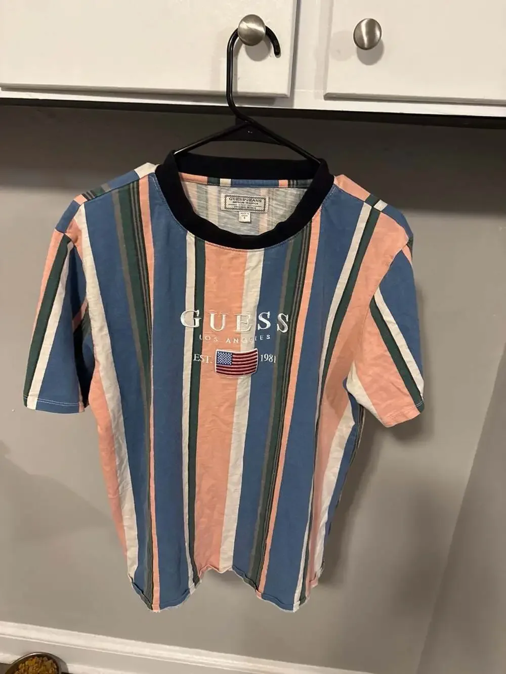 GUESS Los Angeles American Tradition Striped T-Shirt Size S - Picture 1 of 3